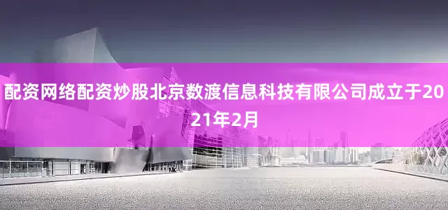 配资网络配资炒股北京数渡信息科技有限公司成立于2021年2月